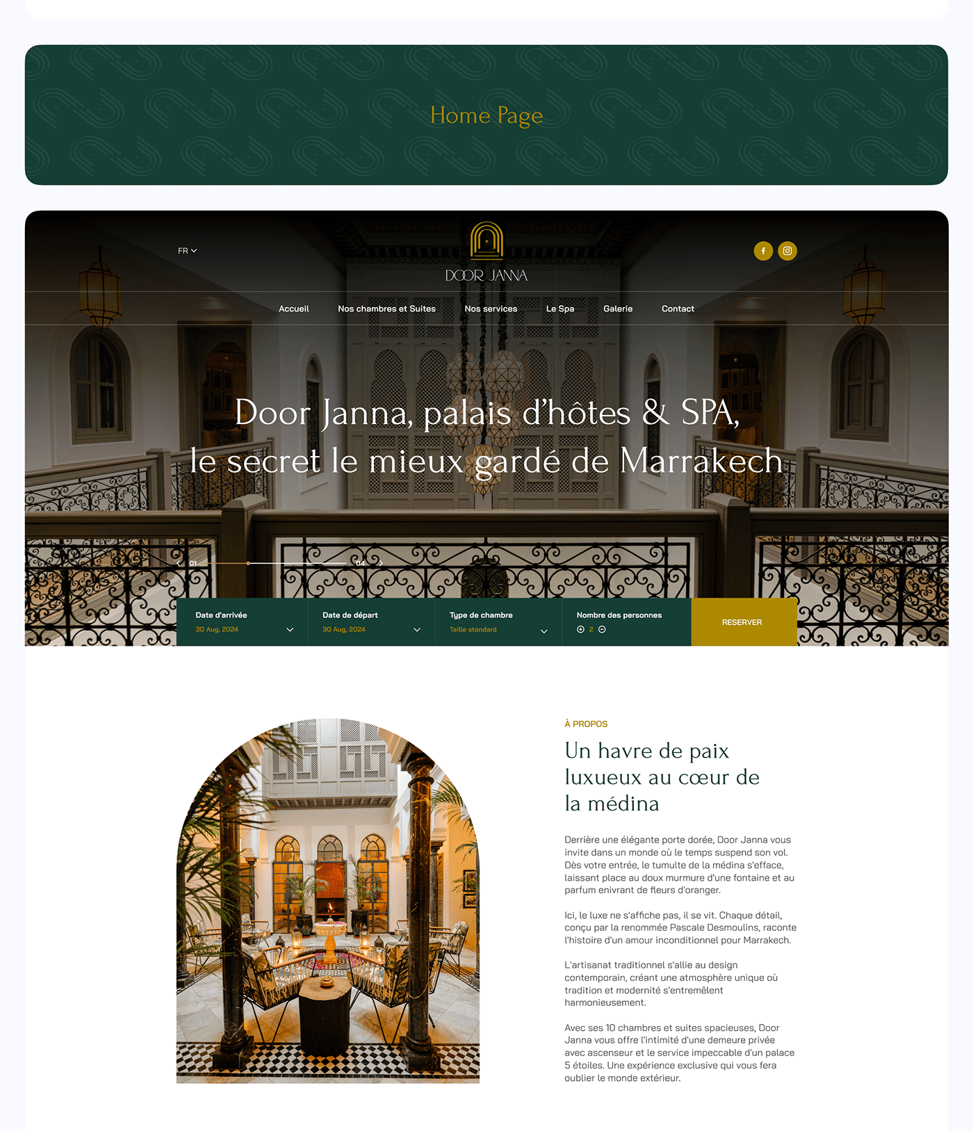 Door Janna luxury riad website design in Marrakech section 3 by Othmane Ej-jaddaa